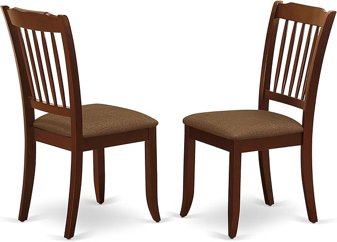 East West Furniture HLDA5-MAH-C 5 Piece Kitchen Table Set for 4 Includes a Round Dining Room Table with Pedestal and 4 Linen Fabric Upholstered Dining Chairs, 42x42 Inch, Mahogany - LeafyLoom