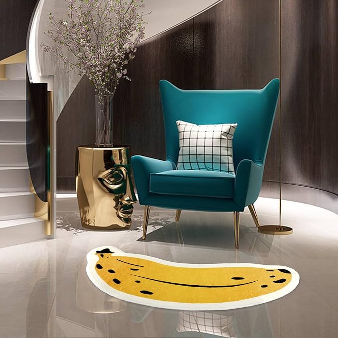 Banana Bath Rugs for Bathroom Non Slip Super Absorbent Bath Mat for Floor Bathmats Washable Yellow Cartoon Bathrugs Carpet Soft Shower Tub Rugs Thick Kitchen Doormat Home Decor 17.7x39.4inch/45x100cm - LeafyLoom