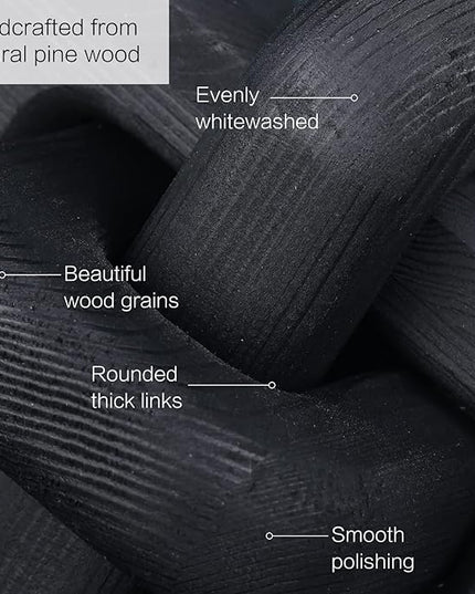 Black Wooden Knot Bohemian Decoration Hand-Carved Knot Black Coffee Table Decoration Suitable for Modern Home Bedroom Living Room Minimalist Decoration (Black) - LeafyLoom