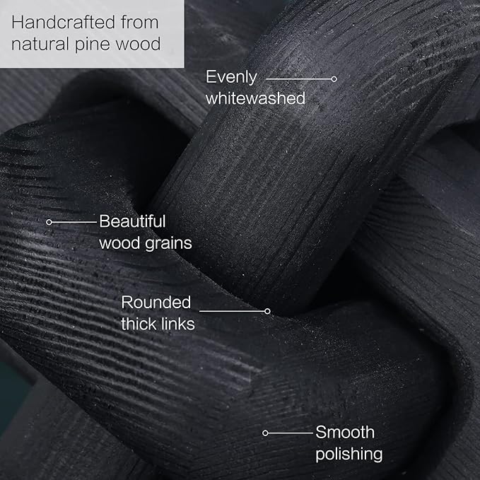 Black Wooden Knot Bohemian Decoration Hand-Carved Knot Black Coffee Table Decoration Suitable for Modern Home Bedroom Living Room Minimalist Decoration (Black) - LeafyLoom