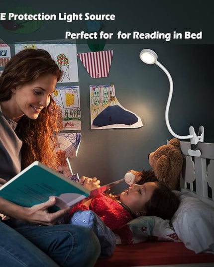 Desk lamp, LED Reading Light, Dimmable Clamp Lamp for Bed Headboard, Bedroom, Office, 3 Modes & 9 Dimming Levels, Flexible Clip Desk Lamp - LeafyLoom