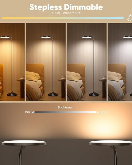 36W LED Floor Lamp, Super Bright Standing Lamp, Modern Stepless Dimmable Torchiere Tall Lamp with Remote Control, 350°Rotating Head Reading Floor Lamp for Living Room, Bedroom, Office - LeafyLoom
