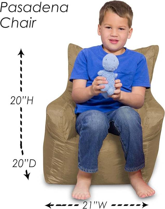 Posh Creations Structured Comfy Bean Bag Chair for Gaming, Reading, and Watching TV, Pasadena Chair, Microsuede - Camel - LeafyLoom