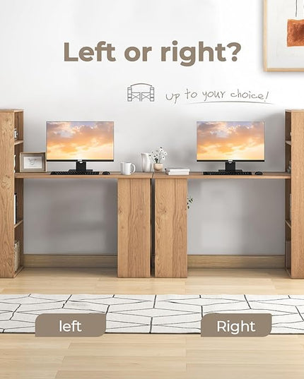 Computer Desk with Shelves, Natural - LeafyLoom