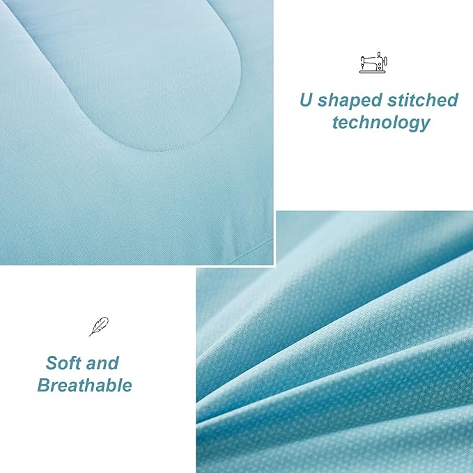 Girls Comforter Set Queen Size Colorful Ombre Blue Yellow Rainbow Bedding Set 7 Pieces Bed in A Bag for Teen Girls Women(1 Comforter, 1 Flat Sheet, 1 Fitted Sheet, 2 Pillow sham, 2 Pillowcases) - LeafyLoom