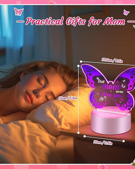 Linkax Mom Birthday Gifts, Butterfly Gifts for Mom from Daughter Son, Mom Gifts Room Decorative Ideas Night Light, Thanksgiving Mothers Day Christmas Birthday Gifts for Mom, Best Mom Ever Gifts - LeafyLoom