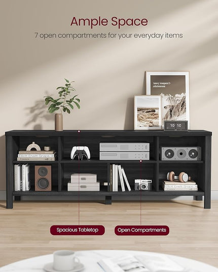 VASAGLE TV Stand for TVs up to 70 Inches, Entertainment Center with Storage Shelves, TV Console Table, Easy to Assemble, TV Cabinet for Living Room, Bedroom, Ash Black ULTV114B01 - LeafyLoom