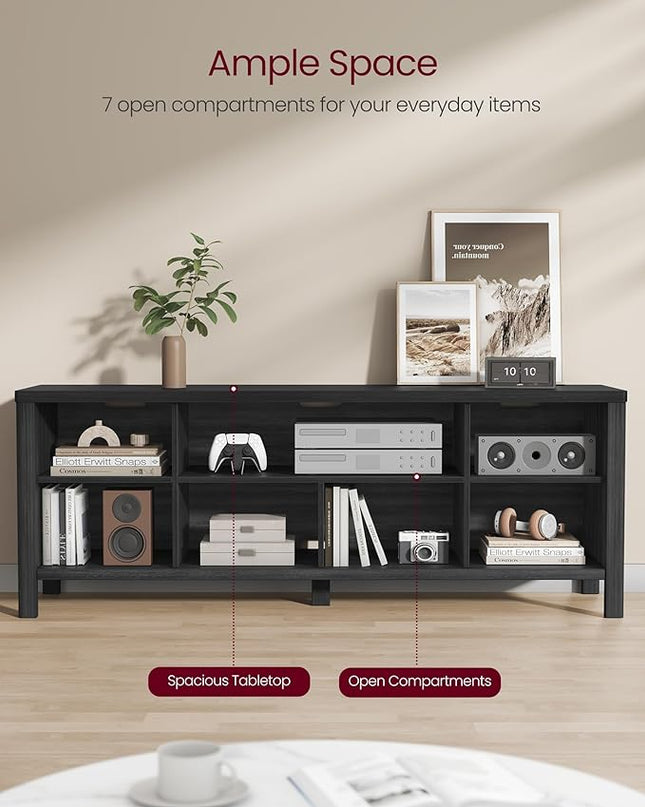 VASAGLE TV Stand for TVs up to 70 Inches, Entertainment Center with Storage Shelves, TV Console Table, Easy to Assemble, TV Cabinet for Living Room, Bedroom, Ash Black ULTV114B01 - LeafyLoom