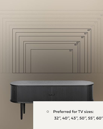 55’’ Black TV Stand with Storage and Shelves designed to fit 32’’ - 60’’ TVs. Black Wood Entertainment Center for Living Room and Bedroom, Media Console and Modern TV Console Table (Black Oak) - LeafyLoom