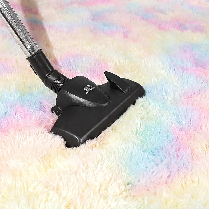 AROGAN Soft Rainbow Area Rugs for Girls Room 2x4 Feet, Fluffy Girls Bedroom Rugs, Princess Rug, Cute Colorful Carpet for Kids Teens Nursery Toddler, Pink - LeafyLoom