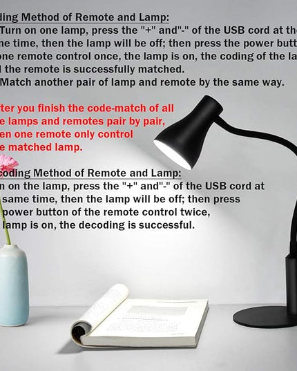 LED Desk Lamp, 3 Lighting Modes and 6 Brightness Levels, 10W Flexible Gooseneck Table Lamp for Living Room and Study, Remote Control with Timing Function, AC Adapter Included (Black) - LeafyLoom