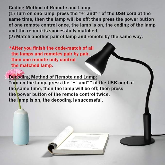 LED Desk Lamp, 3 Lighting Modes and 6 Brightness Levels, 10W Flexible Gooseneck Table Lamp for Living Room and Study, Remote Control with Timing Function, AC Adapter Included (Black) - LeafyLoom