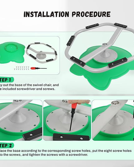 Elephant Kids Swivel Chair, Seat and Spinning Chair, Body Coordination Training Chair, Green Non Slip Sensory Toys 360° Spinning Chair for Autistic Kids Aged 3+, Improving Toddler's Physical Fitness - LeafyLoom