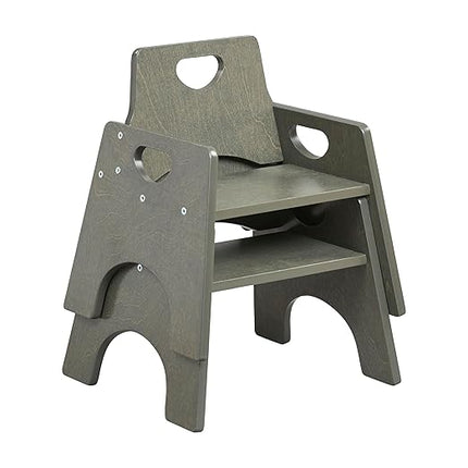 ECR4Kids Stackable Wooden Toddler Chair, 8in, Kids Furniture, Grey Wash, 2-Pack - LeafyLoom