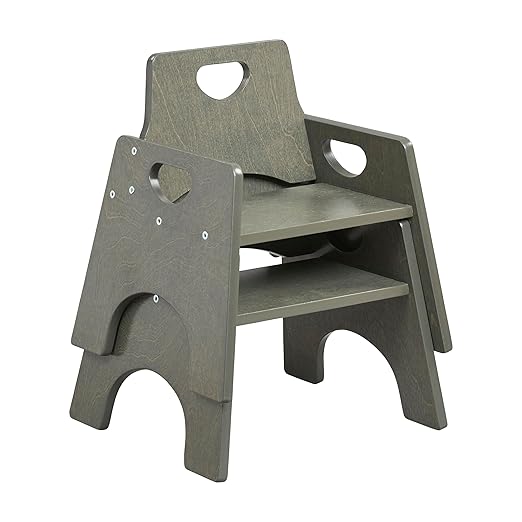 ECR4Kids Stackable Wooden Toddler Chair, 8in, Kids Furniture, Grey Wash, 2-Pack - LeafyLoom