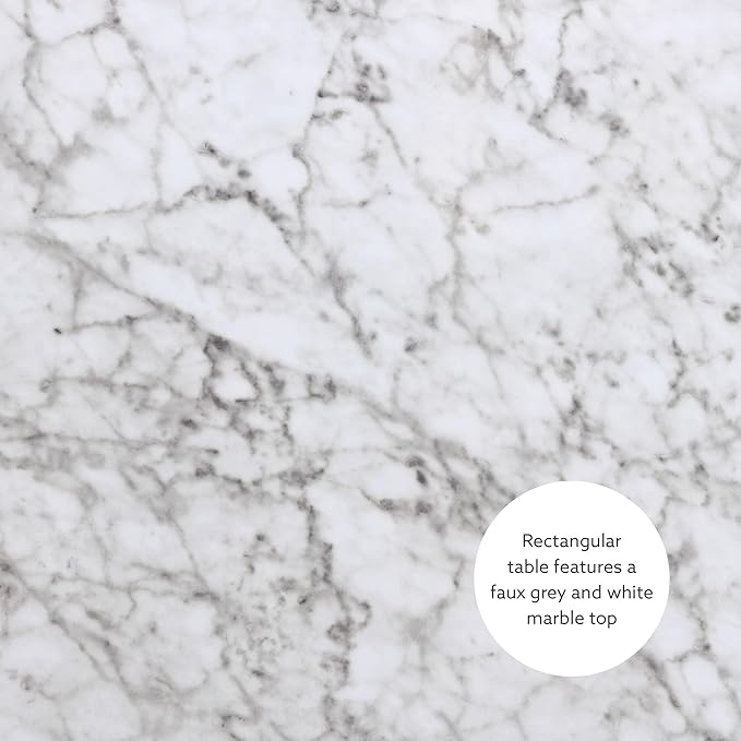 Linon White 3 Piece Faux Marble Tavern Set - LeafyLoom
