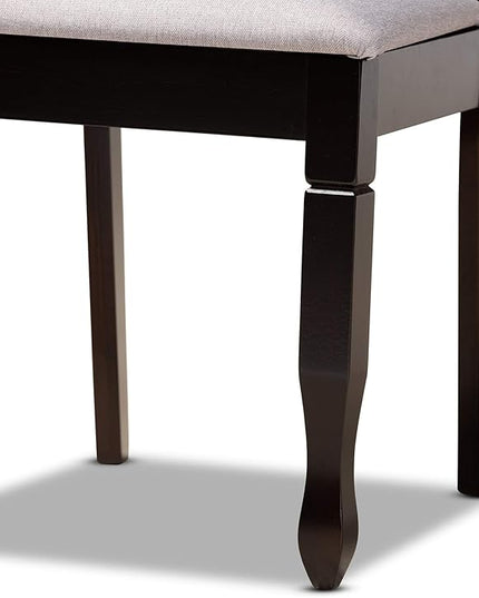 Baxton Studio Mila Modern and Contemporary Grey Fabric Upholstered and Dark Brown Finished Wood 7-Piece Dining Set - LeafyLoom