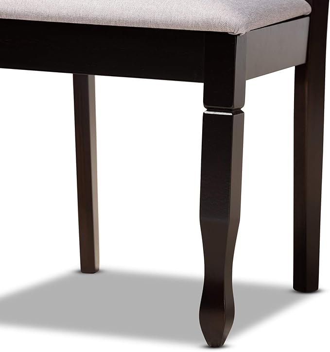 Baxton Studio Mila Modern and Contemporary Grey Fabric Upholstered and Dark Brown Finished Wood 7-Piece Dining Set - LeafyLoom