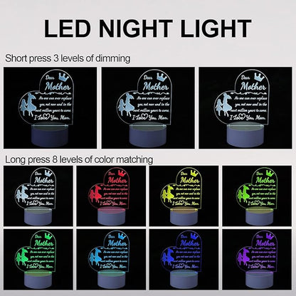 Mom Gift from Daughter Son, Unique Birthday Thanksgiving Christmas Gifts for Mom, Personalized Engraved Acrylic Night Light Mom Gift, Mothers Day Gift Ideas - LeafyLoom