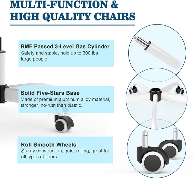 Mimoglad Office Chair, High Back Ergonomic Desk Chair with Adjustable Lumbar Support and Headrest, Swivel Task Chair with flip-up Armrests for Guitar Playing, 5 Years Warranty - LeafyLoom