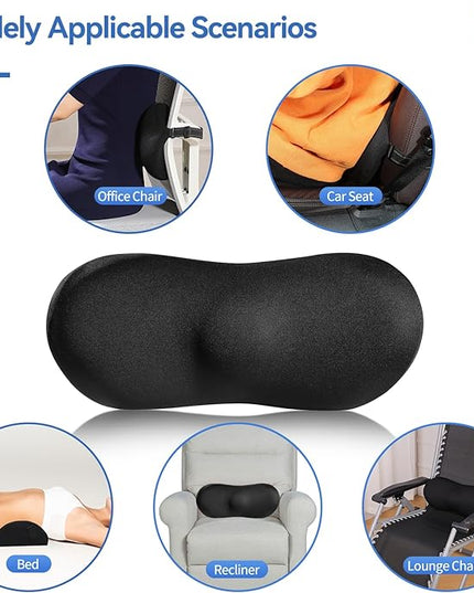 Lumbar Support Pillow – Memory Foam Lumbar Pillow for Lower Back Support, Back Cushion with Strap for Pain Relief, Perfect Lumbar Support Pillow for Office Chair, Car Seat, Bed, Recliner - LeafyLoom
