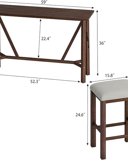 NicBex Dining Table Set for 4 Table and Chairs Modern 5-Piece Dining Table Set Bar Kitchen Table Set with Upholstered Stools for Small Space, Breakfast Nook, Easy Assemble, Walnut - LeafyLoom