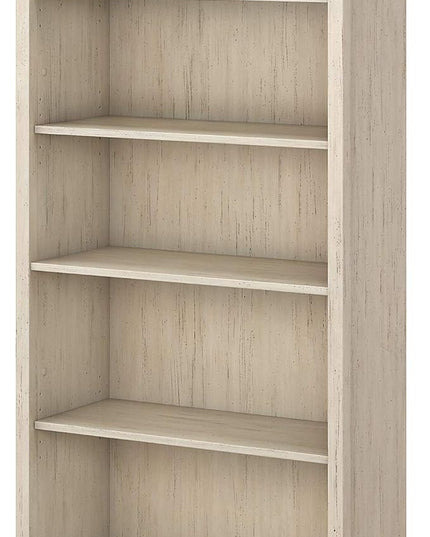 Bush Furniture Salinas Tall 5 Shelf Bookcase in Antique White - LeafyLoom