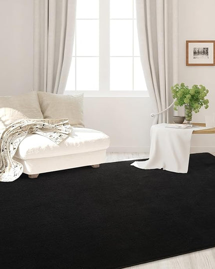 Area Rugs for Bedroom Living Room, 5x8 Black Super Soft Comfy Thickened Memory-Foam Indoor Carpets, Modern Aesthetic Minimalist Carpet for Boys Girls Adults Apartment Nursery Home Décor - LeafyLoom