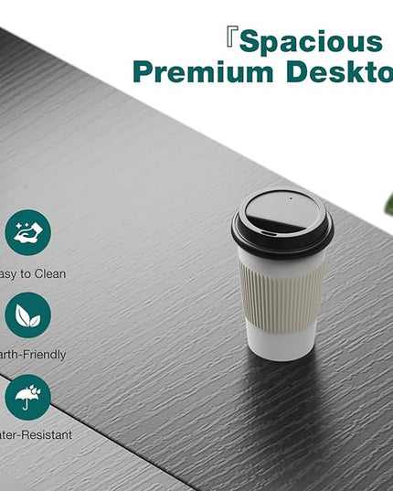 SMUG Computer Desk with Storage Drawers, 47 Inch Small Office Desk Modern Simple Workstation Study Writing Table for Home Bedroom, Black - LeafyLoom