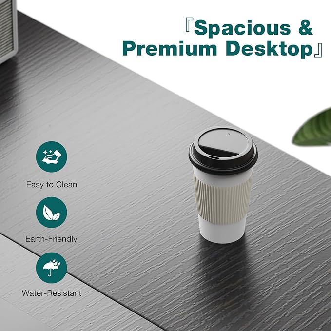 SMUG Computer Desk with Storage Drawers, 47 Inch Small Office Desk Modern Simple Workstation Study Writing Table for Home Bedroom, Black - LeafyLoom