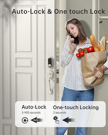 Smart Deadbolt, SMONET Fingerprint Electronic Deadbolt Door Lock with Keypad-Bluetooth Keyless Entry Front Door Digital Keypad App Control, Ekeys Sharing, App Monitoring Auto Lock for Homes and Hotel SMONET