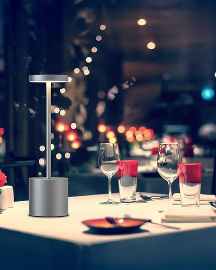 2 Pack Cordless Table Lamps, 5000mAh Rechargeable Battery Powered Lamp, Portable Metal 3-Level Dimmable Desk Lamp,LED Table Light for Outdoor/Cafe/Restaurant/Camping/Home. (Iron Grey) - LeafyLoom