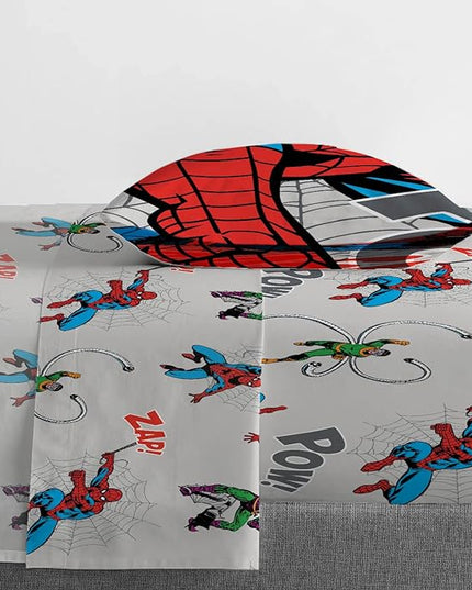 Marvel Spiderman Spidey VS 5 Piece Twin Size Bed Set - includes Comforter & Sheet Set Bedding - Super Soft Fade Resistant Microfiber (Official Product) - LeafyLoom
