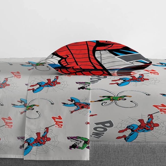 Marvel Spiderman Spidey VS 5 Piece Twin Size Bed Set - includes Comforter & Sheet Set Bedding - Super Soft Fade Resistant Microfiber (Official Product) - LeafyLoom