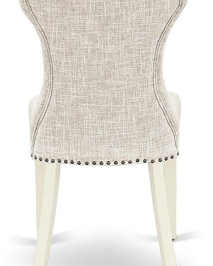 East West Furniture NDGA5-LWH-35 Norden 5 Piece Room Set Includes a Rectangle Kitchen Table with Dropleaf and 4 Doeskin Fabric Parson Dining Chairs, 30x48 Inch, Linen White - LeafyLoom