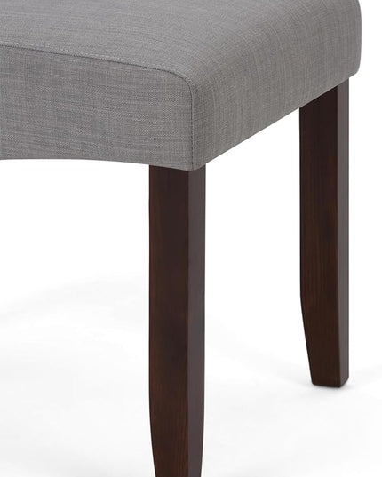 SIMPLIHOME Cosmopolitan Parson Dining Chair (Set of 2), Dove Grey Linen Look Fabric and SOLID WOOD, Square, Upholstered, For the Dining Room, Transitional Modern - LeafyLoom