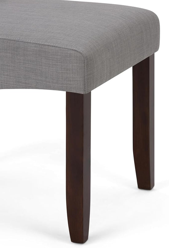 SIMPLIHOME Cosmopolitan Parson Dining Chair (Set of 2), Dove Grey Linen Look Fabric and SOLID WOOD, Square, Upholstered, For the Dining Room, Transitional Modern - LeafyLoom