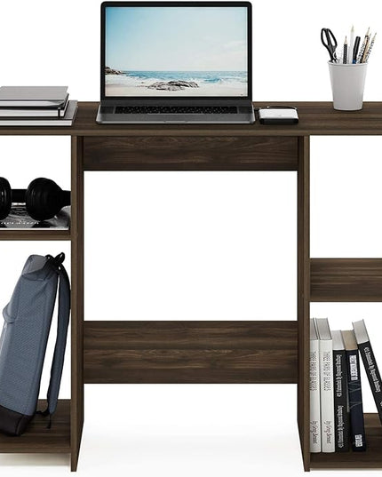 Furinno Jaya Computer Study Desk, Columbia Walnut/Black - LeafyLoom