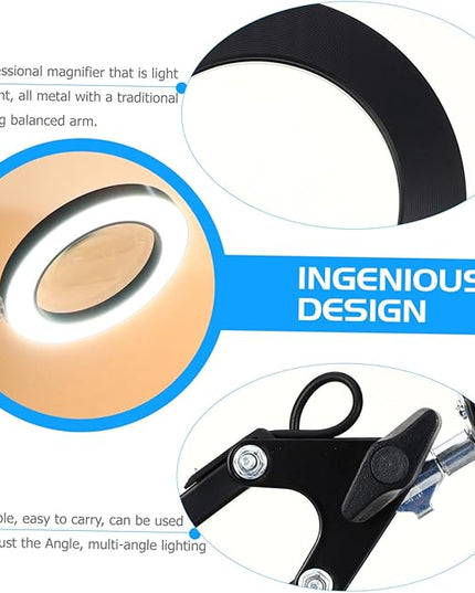 Holibanna 1 Set LED Magnifying Glass Light Portable Desk Facial Magnifying lamp Task Lights Desk LED Light Portable Office Desk Lamp with Magnifier Desktop Light Stand abs Work - LeafyLoom