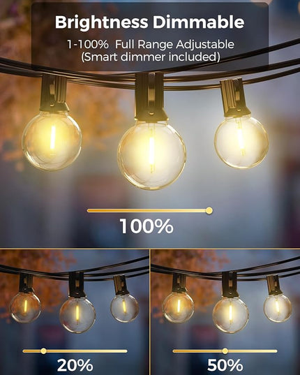 XMCOSY+ Smart Outdoor String Lights, 150Ft G40 Globe Patio Lights with 75 LED Bulbs, WiFi & APP Control, Work with Alexa, Extendable Waterproof Dimmable LED String Lights for Outside, Porch, Cafe XMcosy
