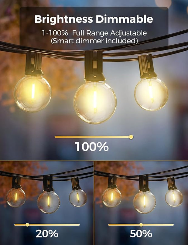 XMCOSY+ Smart Outdoor String Lights, 150Ft G40 Globe Patio Lights with 75 LED Bulbs, WiFi & APP Control, Work with Alexa, Extendable Waterproof Dimmable LED String Lights for Outside, Porch, Cafe XMcosy