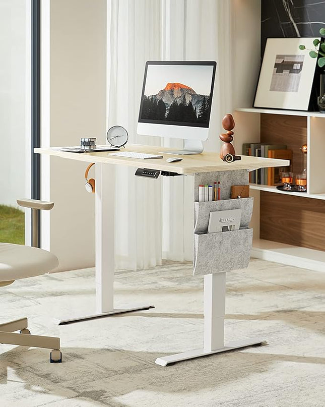 Marsail Standing Desk Adjustable Height, 48x24 Inch Electric Standing Desk with Storage Bag, Stand up Desk for Home Office Computer Desk Memory Preset with Headphone Hook - LeafyLoom
