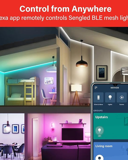 Sengled Smart Light Bulbs, Color Changing Alexa/Bluetooth Mesh, Dimmable LED Bulb A19 E26 Multicolor, High CRI, High Brightness, 8.7W 800LM, 1Pack Sengled