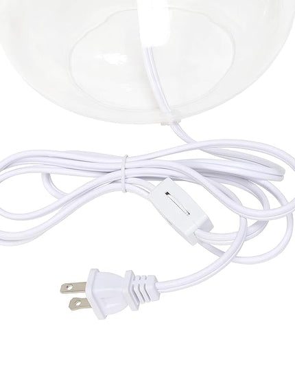 Simple Designs LT2063-CLG Small Glass Raindrop Bedside Table Lamp with Gray Fabric Shade, Clear - LeafyLoom