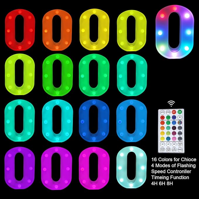 Colorful Letter LED Lights, 16 Colors Changing LED Marquee Letter Lights, Dimmable Night Lights for Wedding, Birthday, Holiday, Party, Bar, Christmas Decoration,Dorm Room Decor-Multicolor 0 - LeafyLoom