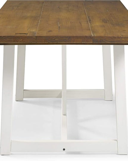 Walker Edison Modern Farmhouse Dining Table Wood Small Dining Room Table Sets Dining Chairs. 72 Inch. White and Rustic Oak - LeafyLoom