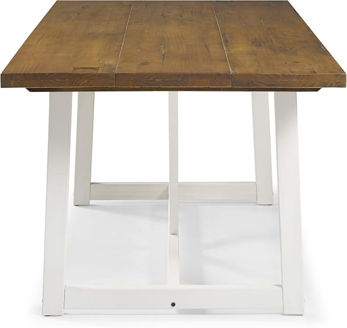 Walker Edison Modern Farmhouse Dining Table Wood Small Dining Room Table Sets Dining Chairs. 72 Inch. White and Rustic Oak - LeafyLoom