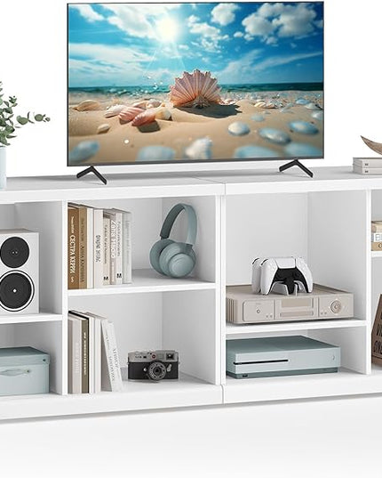 VASAGLE TV Stand for TVs up to 65 Inches, Entertainment Center with Storage Shelves, TV Console Table, Easy to Assemble, TV Cabinet for Living Room, Bedroom, Cloud White ULTV111W01 - LeafyLoom