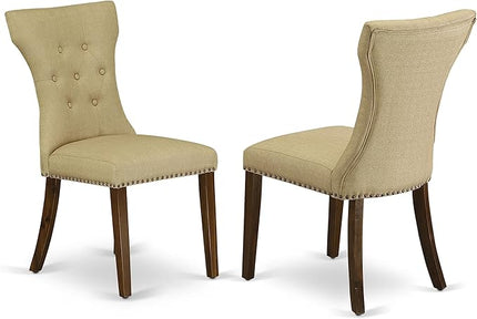 East West Furniture ANGA5-AWA-03 Antique 5 Piece Set for Small Spaces Consist of a Round Dining Room Table with Pedestal and 4 Parson Kitchen Chairs - LeafyLoom