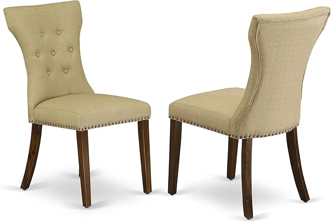 East West Furniture ANGA5-AWA-03 Antique 5 Piece Set for Small Spaces Consist of a Round Dining Room Table with Pedestal and 4 Parson Kitchen Chairs - LeafyLoom